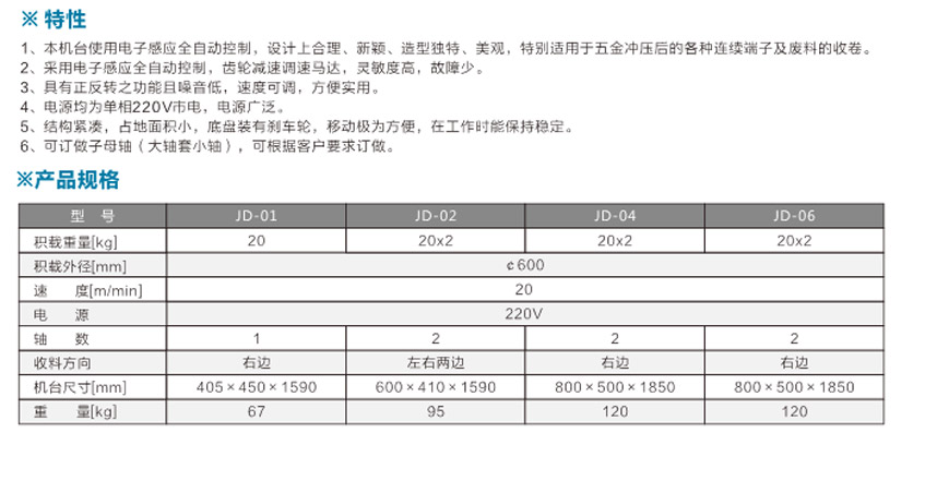 感應(yīng)式端子收料機(jī)JD-04單邊雙盤式